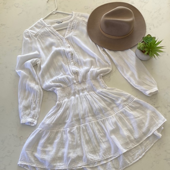 Rails Dresses & Skirts - Rails Jasmine white lace details linen blend dress Sz S (c)